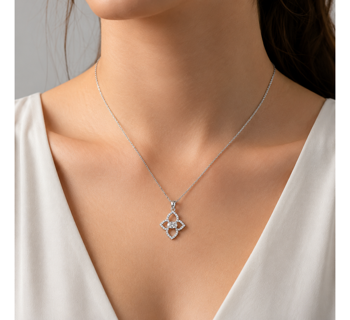 Elegant Halo Pendant Set-(JRA0726-0020)